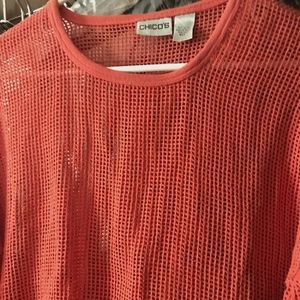 Chico's 100% Cotton Netted Top, Size 1 (small)